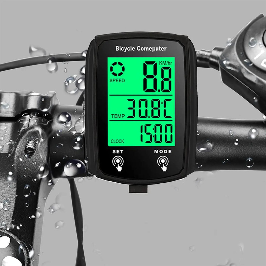 Waterproof Bike Computer, Wired Bicycle Speedometer Odometer Cycle Computer LCD Display with Backlight，Bicycle Computer