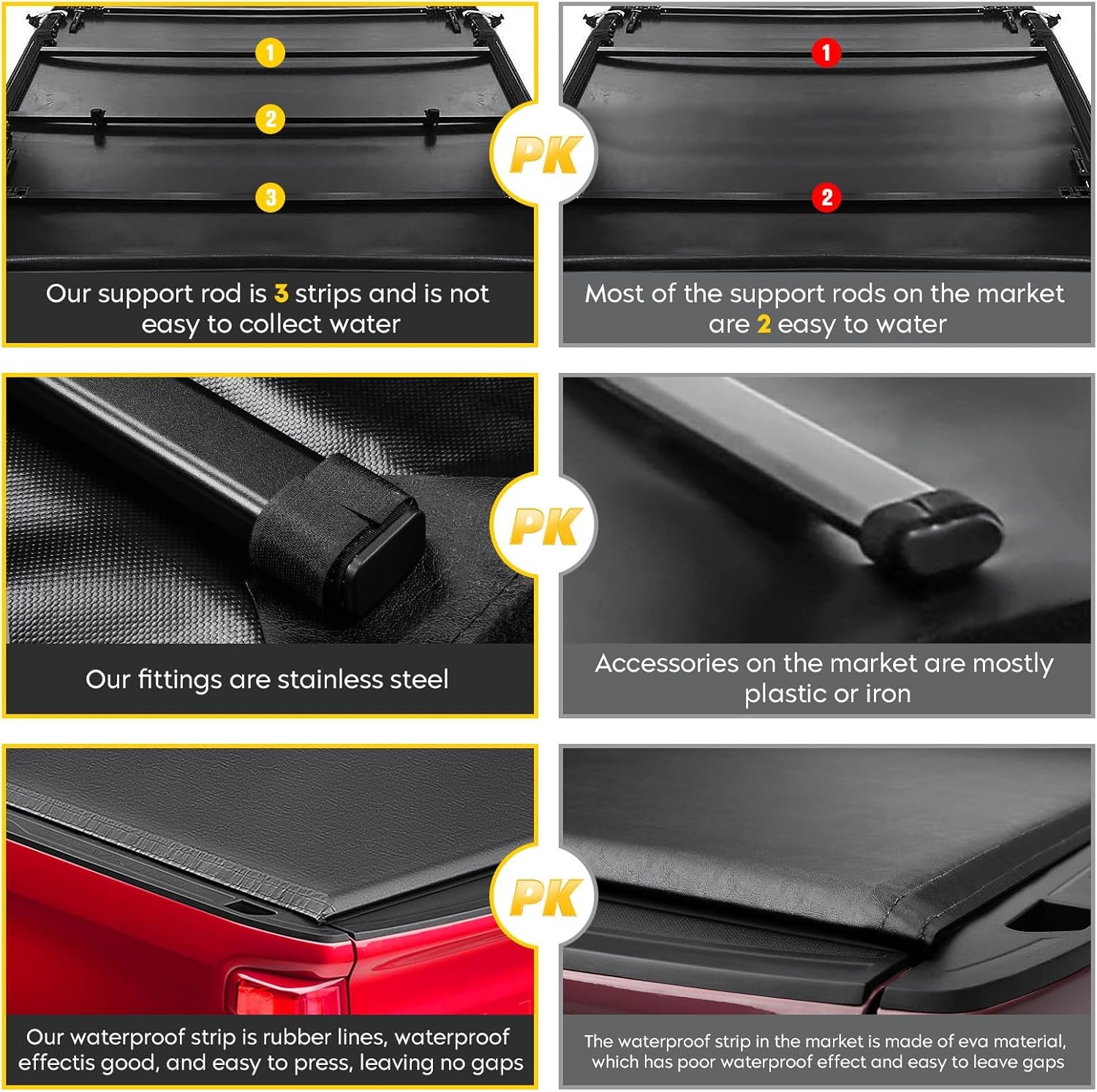 5.5Ft Soft Roll up Truck Bed Tonneau Cover Fit for 2015-2025 Ford F150, 2022-2025 F150 Lightning, Only Fits 5.5Ft (67.1") Fleetside/Styleside Bed