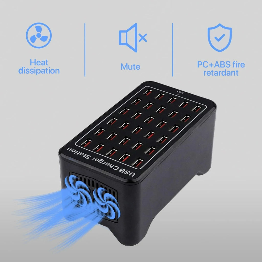 20/30 Ports USB Charger 100W/150W Smart USB Charger Desktop Charging Hub Multi-Port Charging Station for Samsung/Iphone/Ipad/Tab