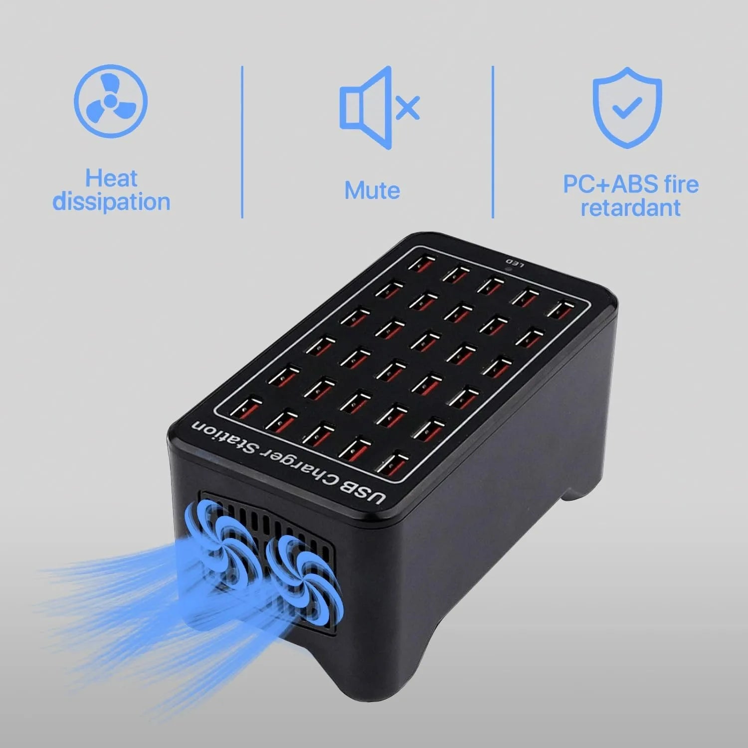 20/30 Ports USB Charger 100W/150W Smart USB Charger Desktop Charging Hub Multi-Port Charging Station for Samsung/Iphone/Ipad/Tab