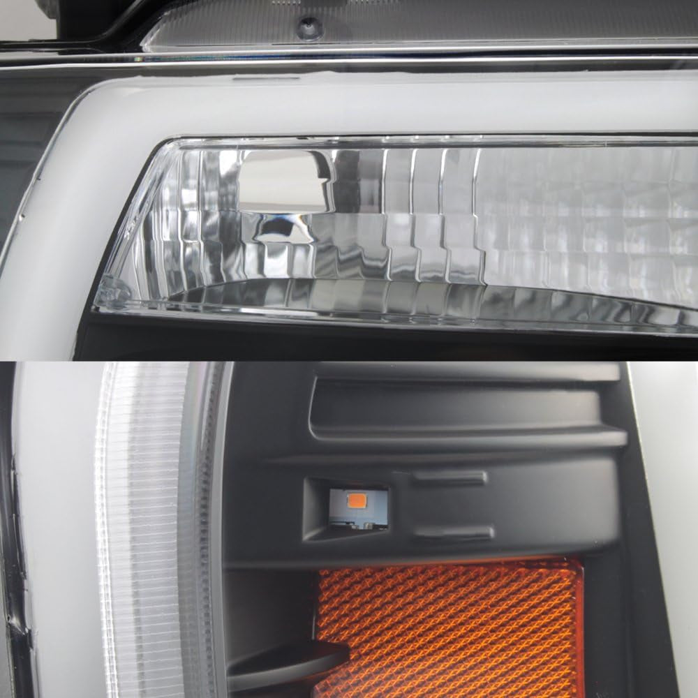 - for 2004-2008 Ford F150 LED Daytime Running Lamp Bar Projector Headlights Black Housing Clear Lens Full Set