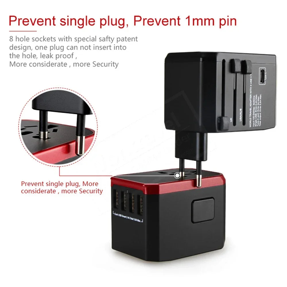 Travel Smart Adapter International Plug Adaptor Wall USB Type C Charger AC Power US EU UK AU for Iphone Ipad Android