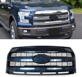 Blue Jeans Mesh Grille Assembly Compatible with 2015-2017 Ford F150 Lariat Style Front Upper Grill W/O Camera Hole Replace for FL3Z8201GA