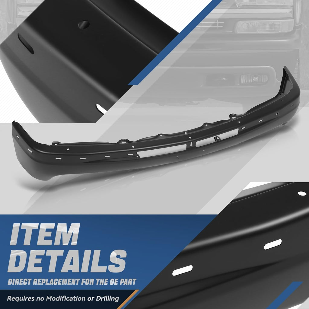 Front Bumper Face Bar Compatible with 1999-2006 Gmc Sierra Chevy Silverado Suburban Tahoe 1500 2500 Hd 3500, GM1002375, Paint to Match Black