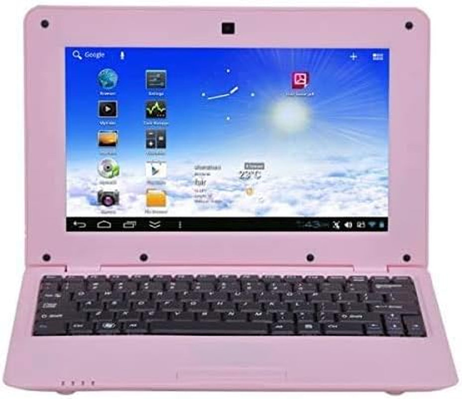 10.1" Inch Kids Netbook Laptop, Powered by Android 6.0, Quad Core Processor, 1Gb Ram, 8Gb Storage, Bluetooth, Wifi, + Customized Laptop Bag,-Pink