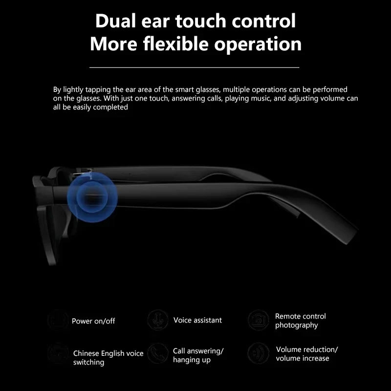 AI Smart Glasses 8K Touch Control Photo Camera Recording Translator Voice Assistant Music Wireless Bluetooth Sunglasses