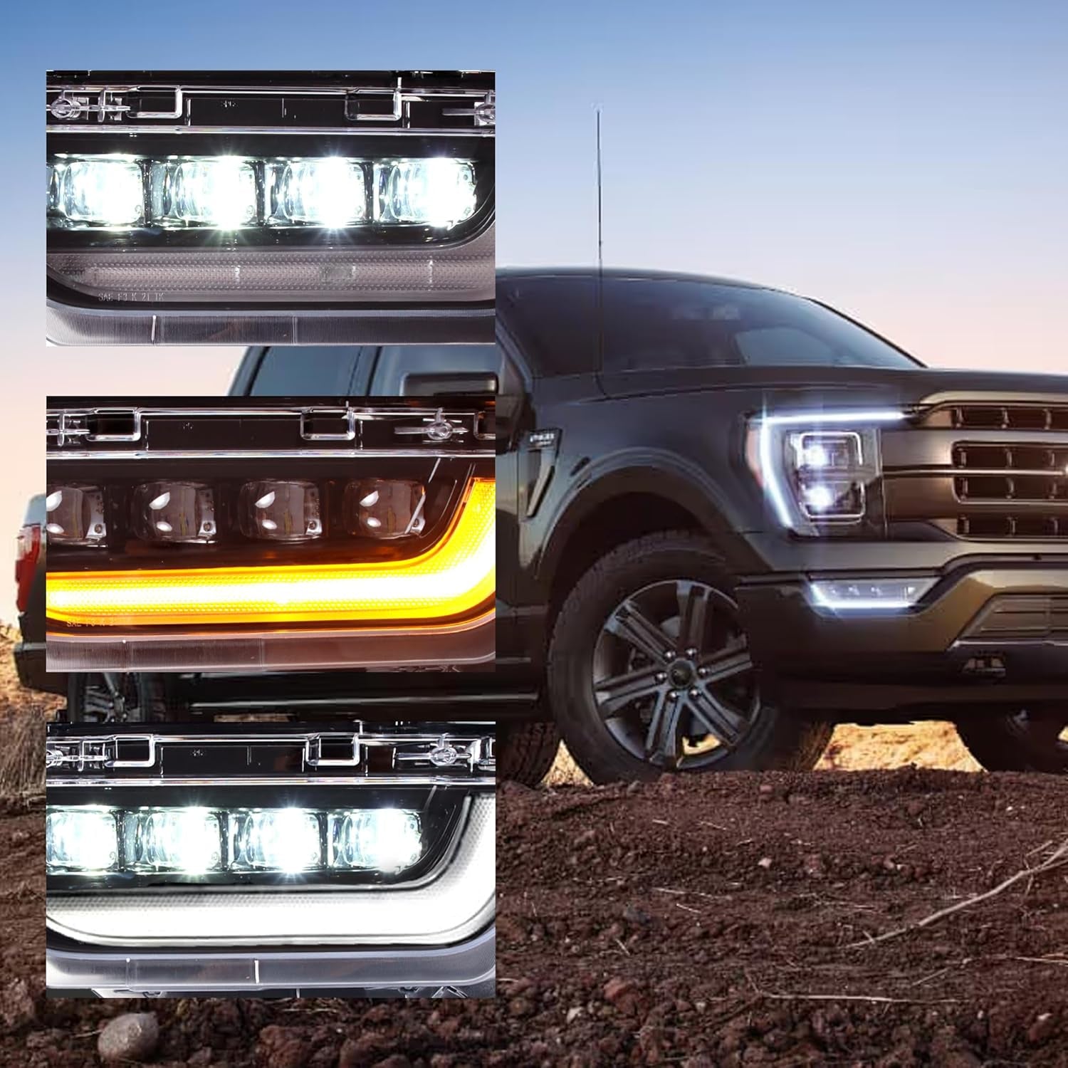 LED Fog Light W/Running Turn Signal Compatible for 2021 2022 2023 Ford F150 XLT Fog Light Set Full Led Light Bumper Fog Lamps Assembly