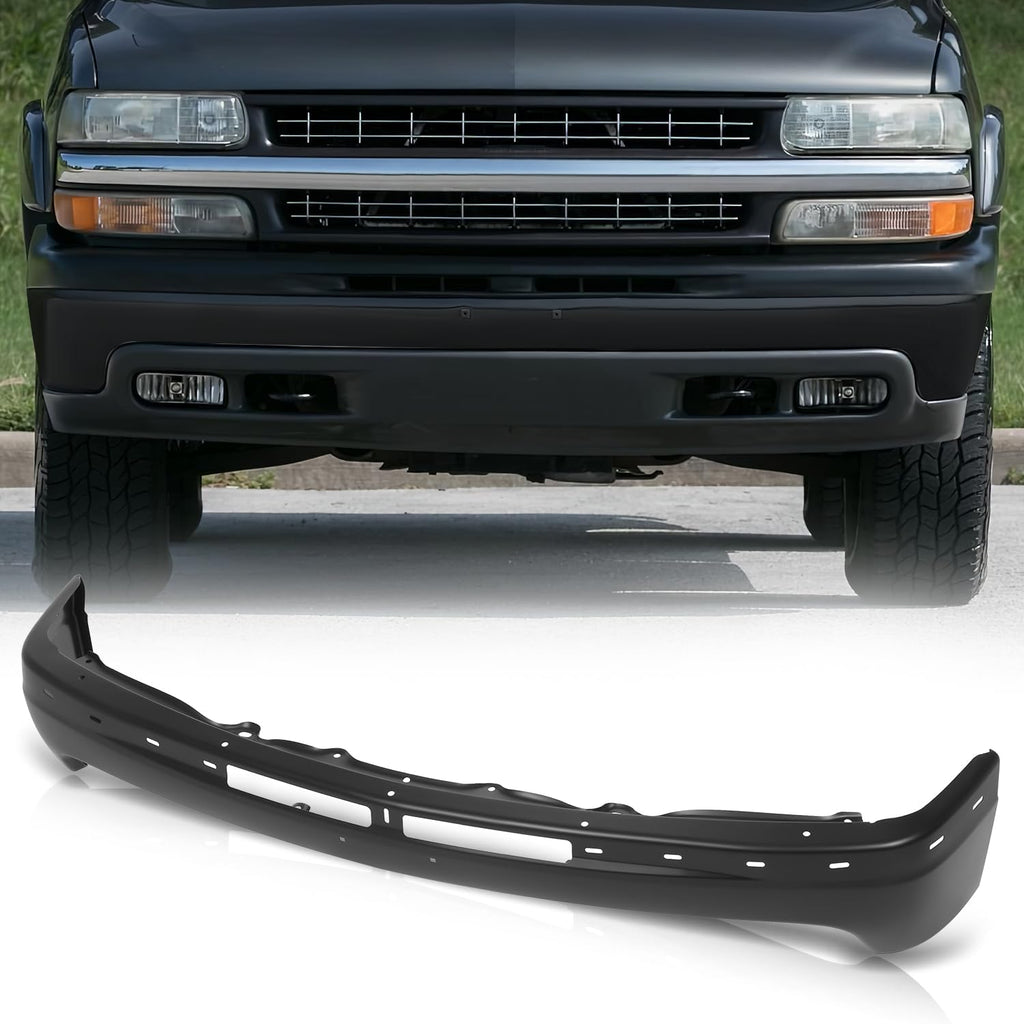Front Bumper Face Bar Compatible with 1999-2006 Gmc Sierra Chevy Silverado Suburban Tahoe 1500 2500 Hd 3500, GM1002375, Paint to Match Black