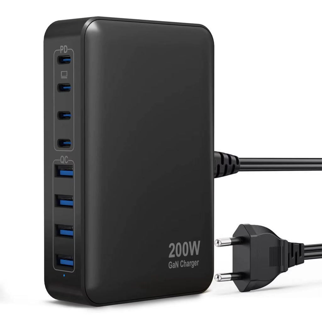 200W Fast Charging Station USB C Charger Block 8-Port Hub PD 65W Laptop Charger Adapter for Macbook,Dell, Iphone,Galaxy