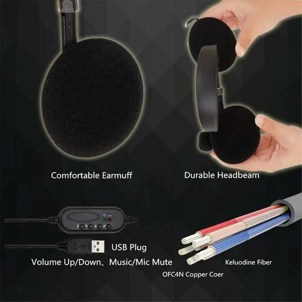 3.5Mm Wired Headphones Microphone Universal USB Headset with Microphone for PC /Laptop/Computer