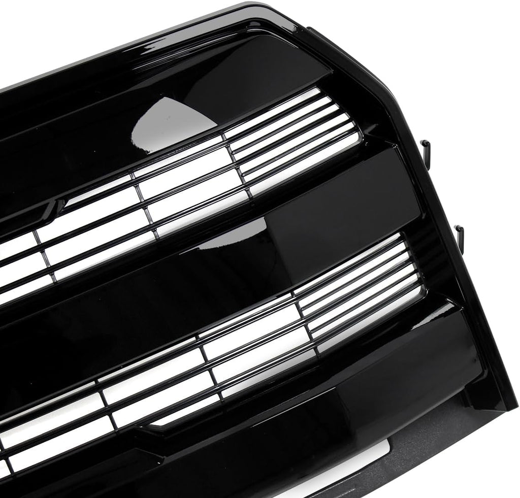 Shadow Black Front Grill Assembly Compatible with 2015-2017 Ford F150 Lariat Style Upper Grille W/O Camera Hole Replace for FL3Z8201GA
