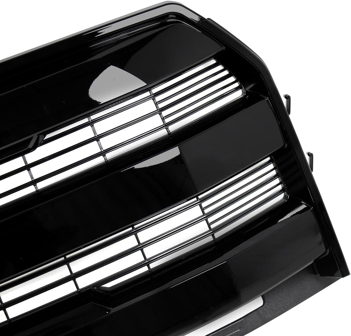 Shadow Black Front Grill Assembly Compatible with 2015-2017 Ford F150 Lariat Style Upper Grille W/O Camera Hole Replace for FL3Z8201GA