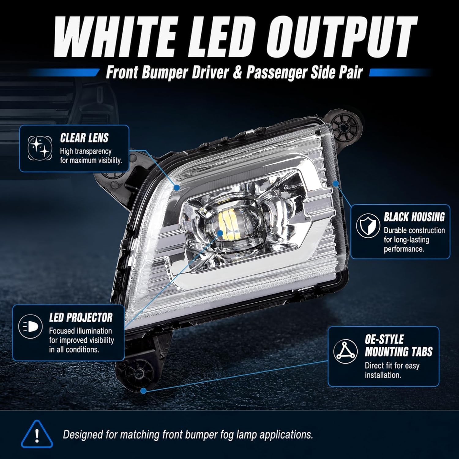 LED Fog Lights Kit Compatible with Chevrolet Silverado 1500 2019-2022 New Body/Ltd, 2500HD 3500HD 2020-2023, Front Bumper Fog Lamps Pair Replaces 84509651 84509652