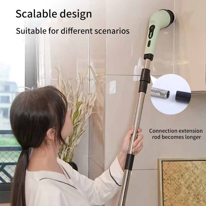 9-In-1 Multifunctional Wireless Electric Cleaning Brush Household Kitchen Bathroom Brush USB Handheld Rotating Cleaning Tools