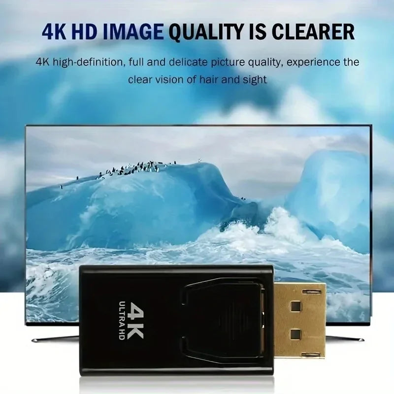 4K Displayport to HDMI Adapter DP to HDMI Converter Gold-Plated Connectors Audio Video Sync for PC Laptop PS5 Monitor