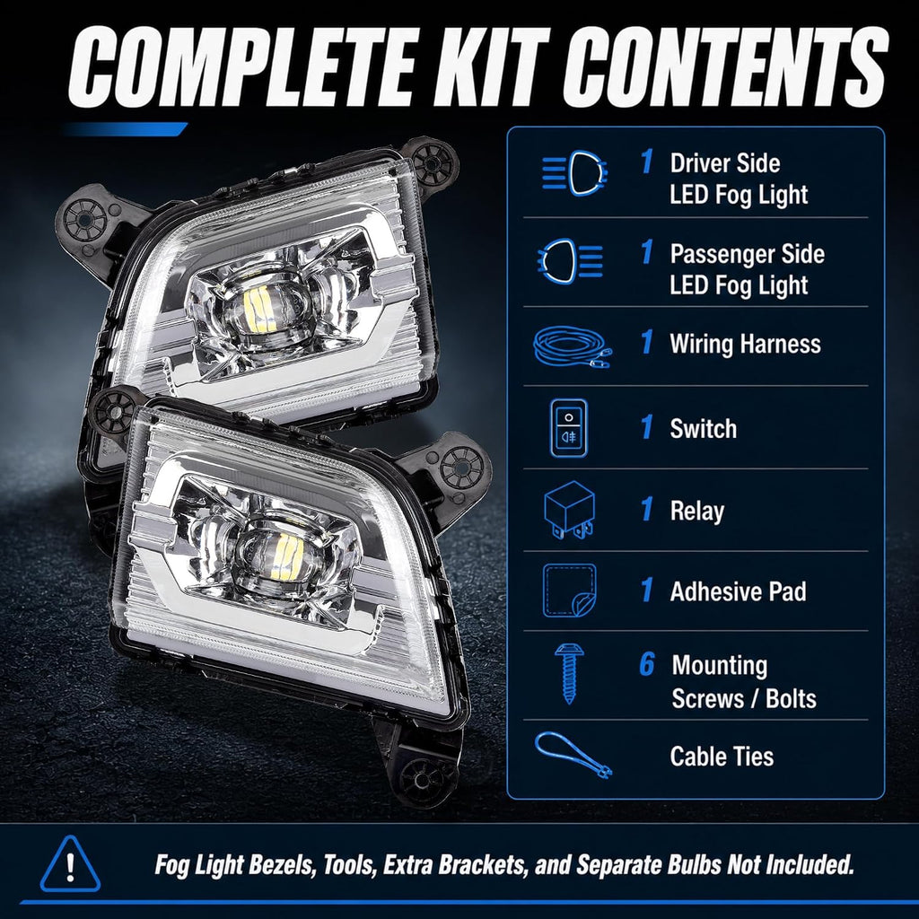 LED Fog Lights Kit Compatible with Chevrolet Silverado 1500 2019-2022 New Body/Ltd, 2500HD 3500HD 2020-2023, Front Bumper Fog Lamps Pair Replaces 84509651 84509652