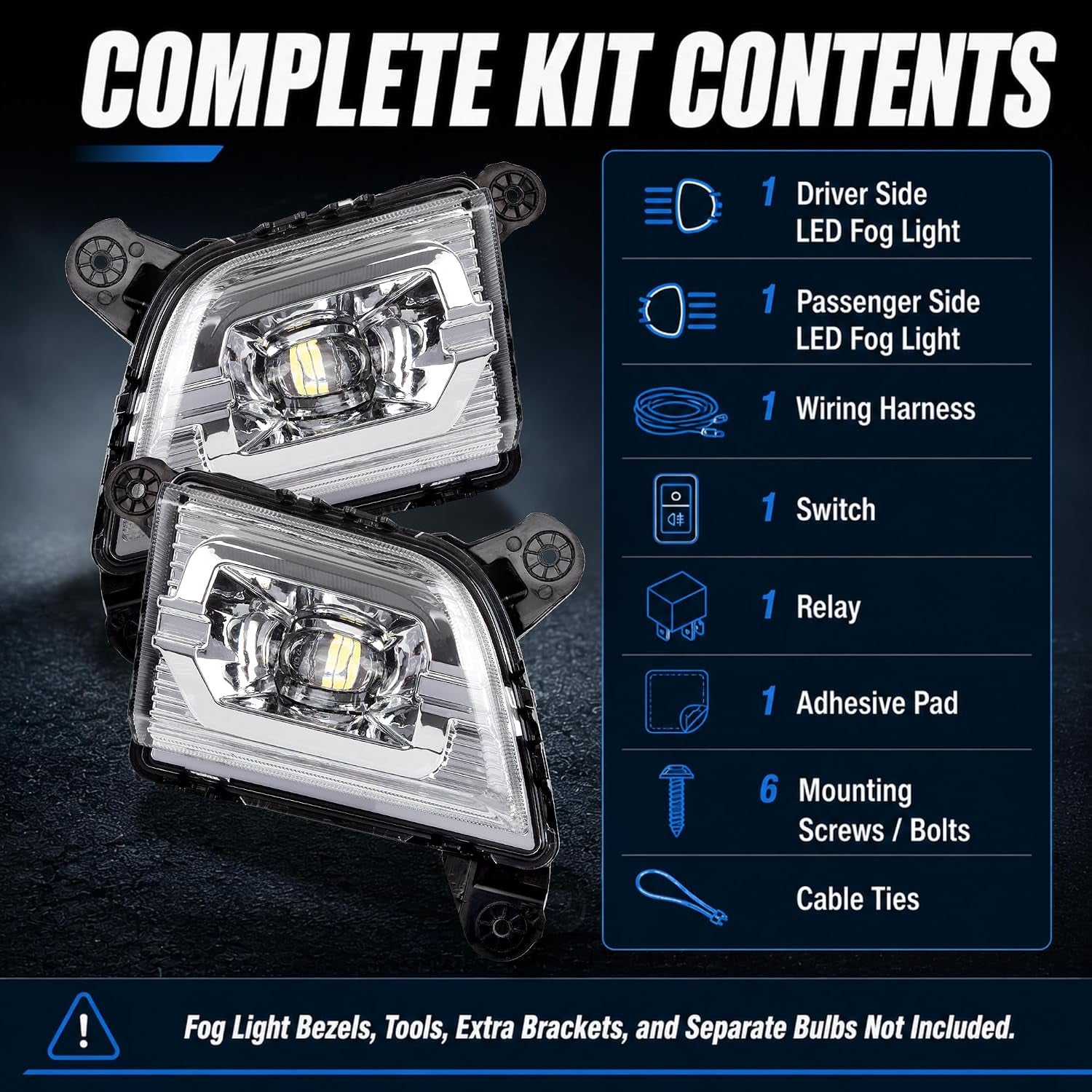 LED Fog Lights Kit Compatible with Chevrolet Silverado 1500 2019-2022 New Body/Ltd, 2500HD 3500HD 2020-2023, Front Bumper Fog Lamps Pair Replaces 84509651 84509652