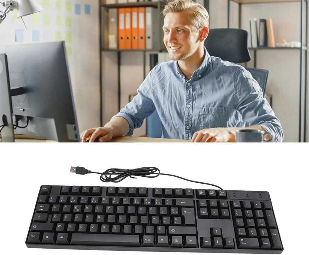 104 Keys USB Wired Gaming Keyboard, Ergonomic Design, Minority Language Keyboard with 1.5M Cable, for Office, Computer, and Laptop, 4.9Ft Cable (French(Azerty Layout)), q7809Fxogu-14