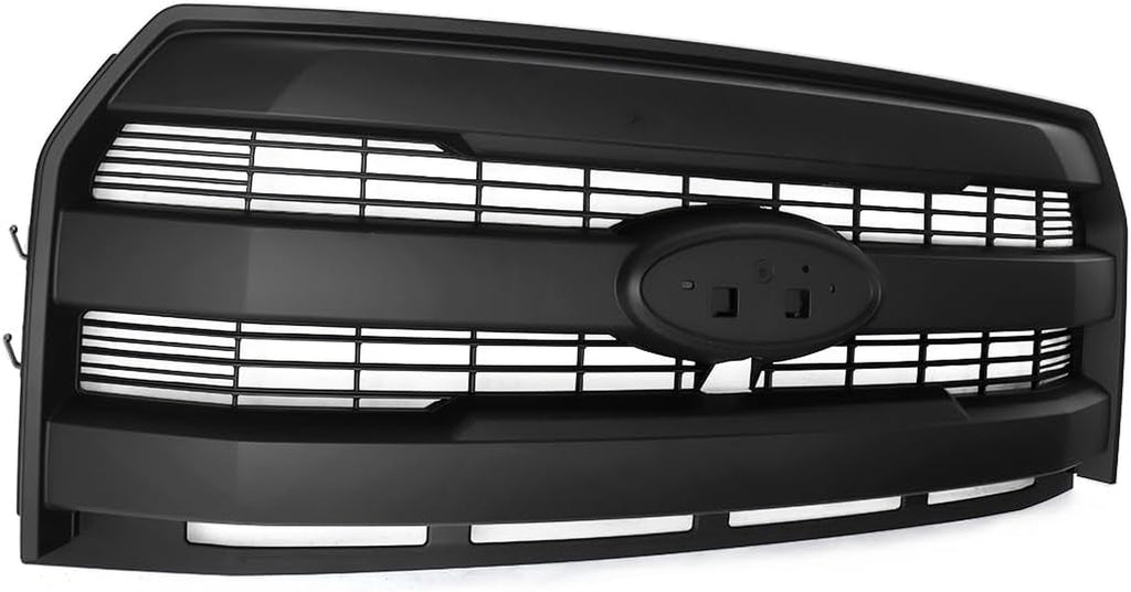 Front Grill Grille Fits 2015-2017 Ford F150 Lariat Style Matte Black Mesh W/Camera Hole Replace for FL3Z8200GA