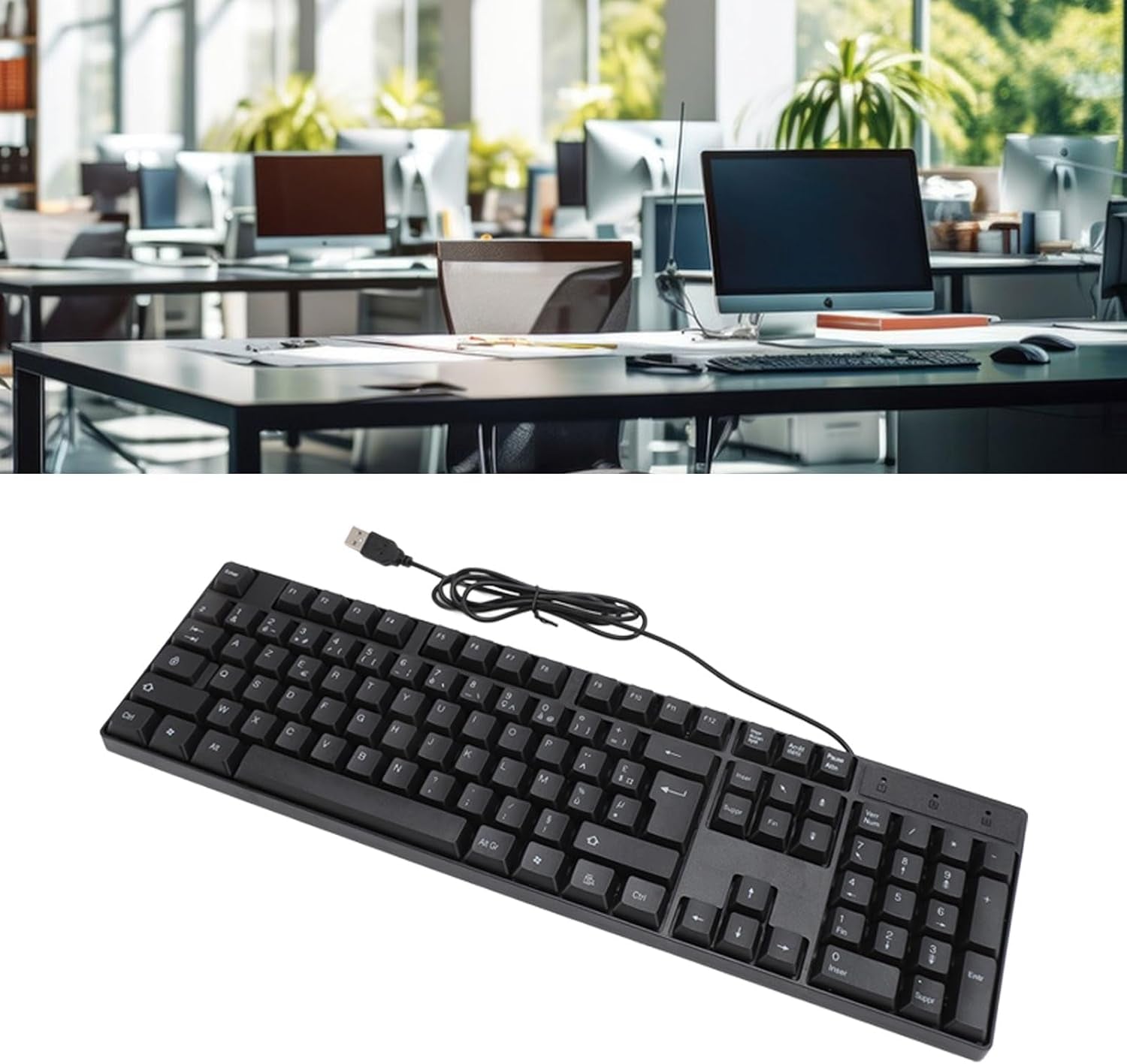 104 Keys USB Wired Gaming Keyboard, Ergonomic Design, Minority Language Keyboard with 1.5M Cable, for Office, Computer, and Laptop, 4.9Ft Cable (French(Azerty Layout)), q7809Fxogu-14