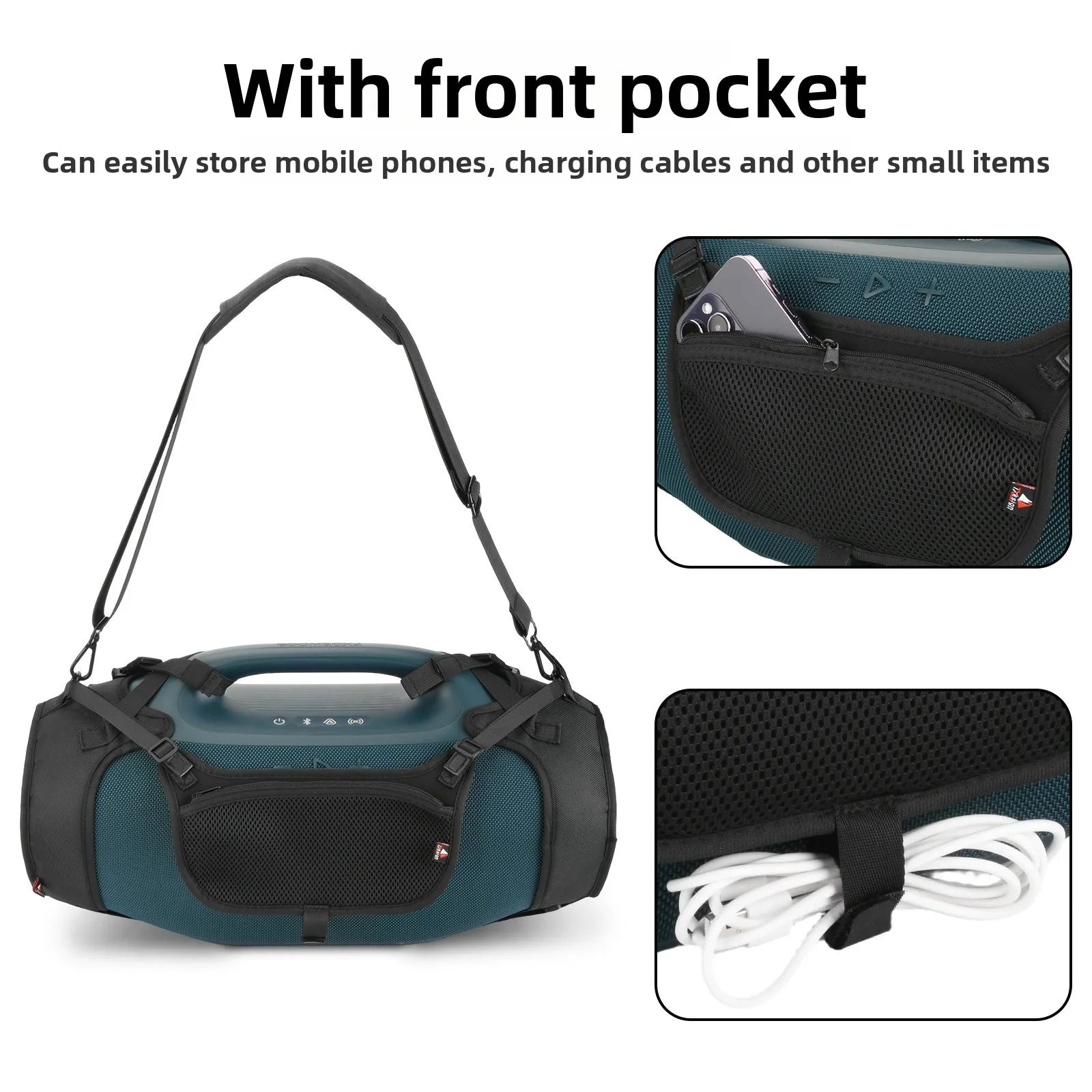 Travel Carrying Strap for JBL Boombox 4 Waterproof Bluetooth Speaker, Shoulder Strap with Two Side Covers Travel Pouch