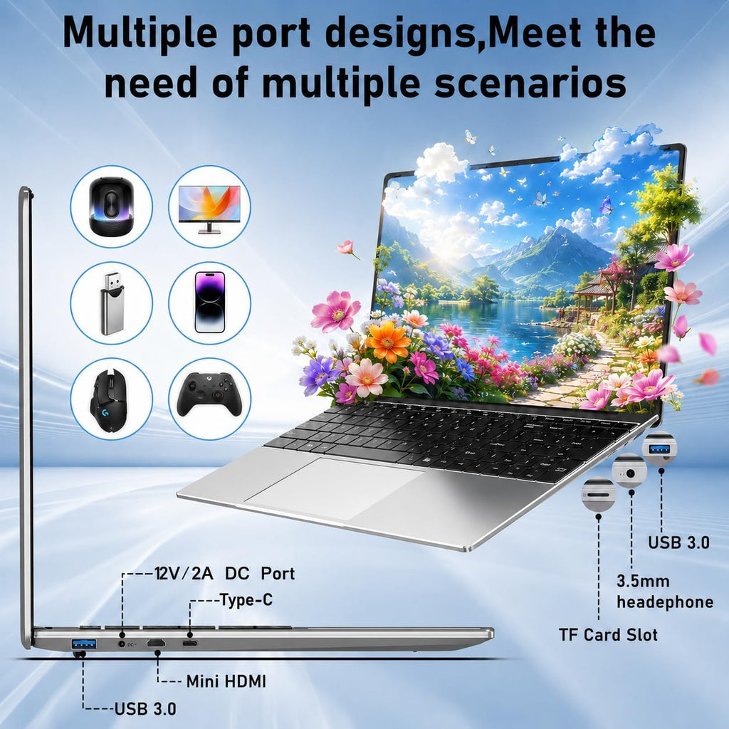 2026 Laptops Computer,15.6" Windows 11 Pro Laptop with Office 365 Included,8Gb RAM 256GB Ssd,Intel Pentium Process,6H Battery,Mini Hdmi,Cam|Mic,Portable Thin Lap Top for College Student Business Work