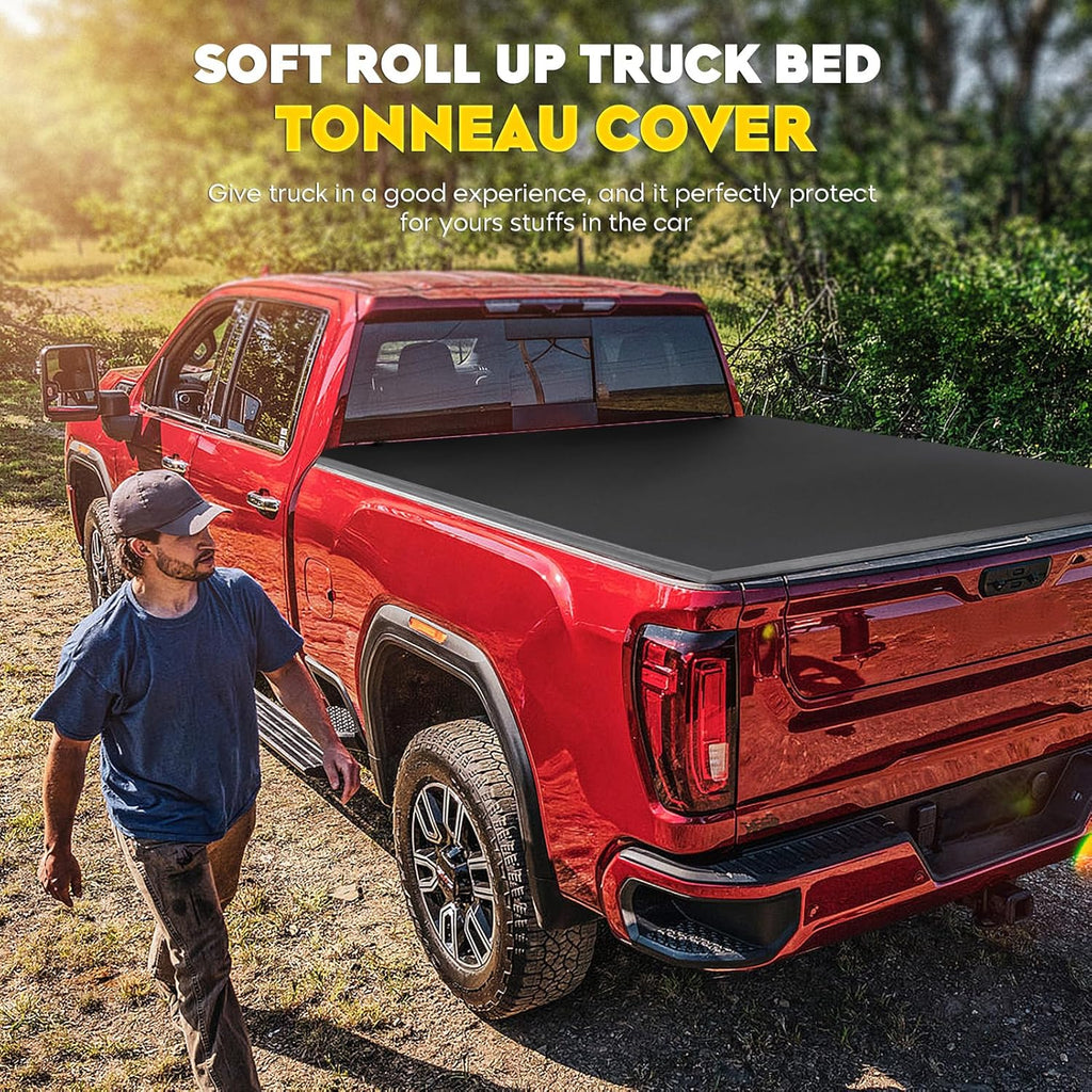 5.5Ft Soft Roll up Truck Bed Tonneau Cover Fit for 2015-2025 Ford F150, 2022-2025 F150 Lightning, Only Fits 5.5Ft (67.1") Fleetside/Styleside Bed
