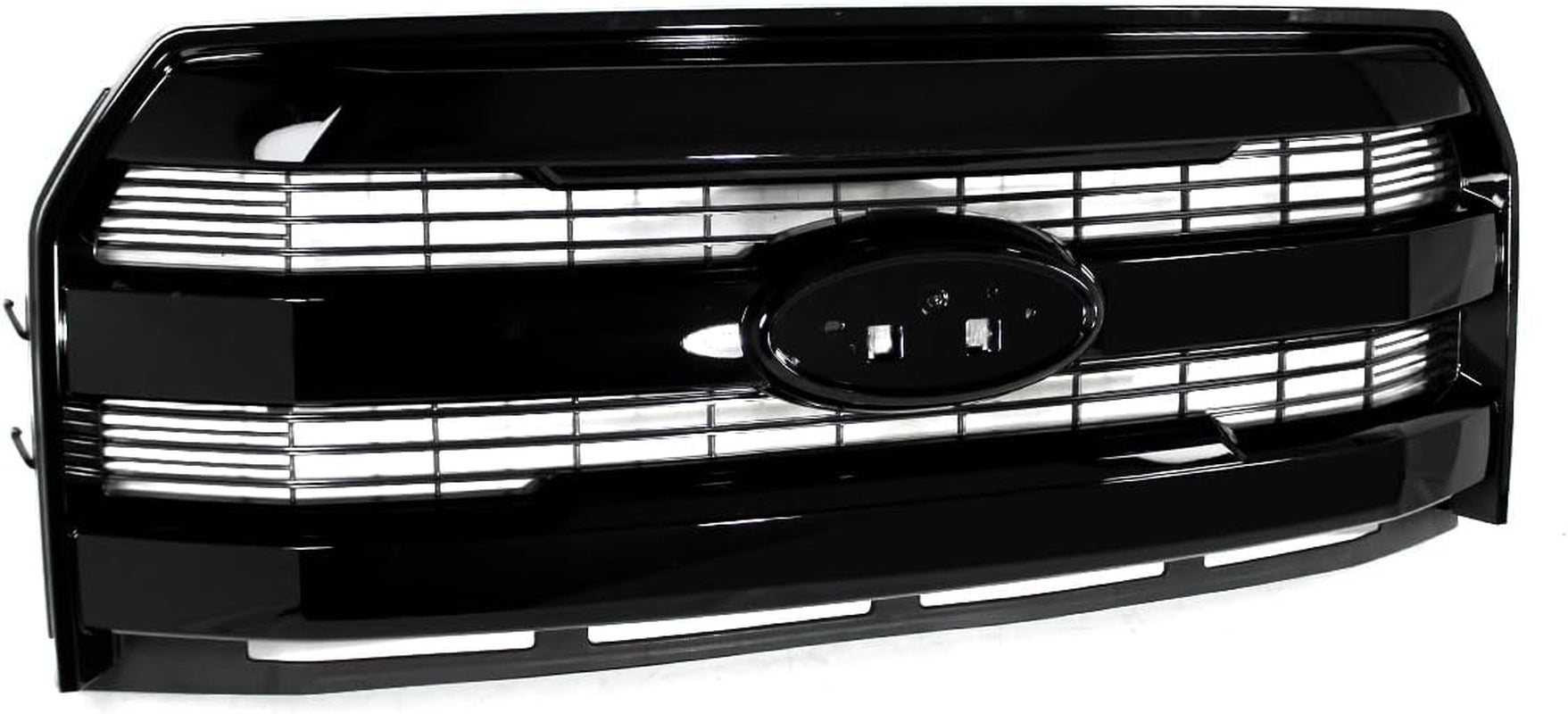 Shadow Black Front Grill Assembly Compatible with 2015-2017 Ford F150 Lariat Style Upper Grille W/O Camera Hole Replace for FL3Z8201GA