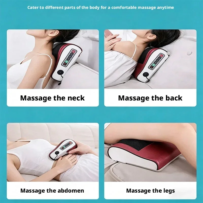 Deep Kneading Neck Shoulder Massager Pillow 42°C Warm Therapy Relieve Fatigue Restore Spinal Vitality Soothing Pain Relief