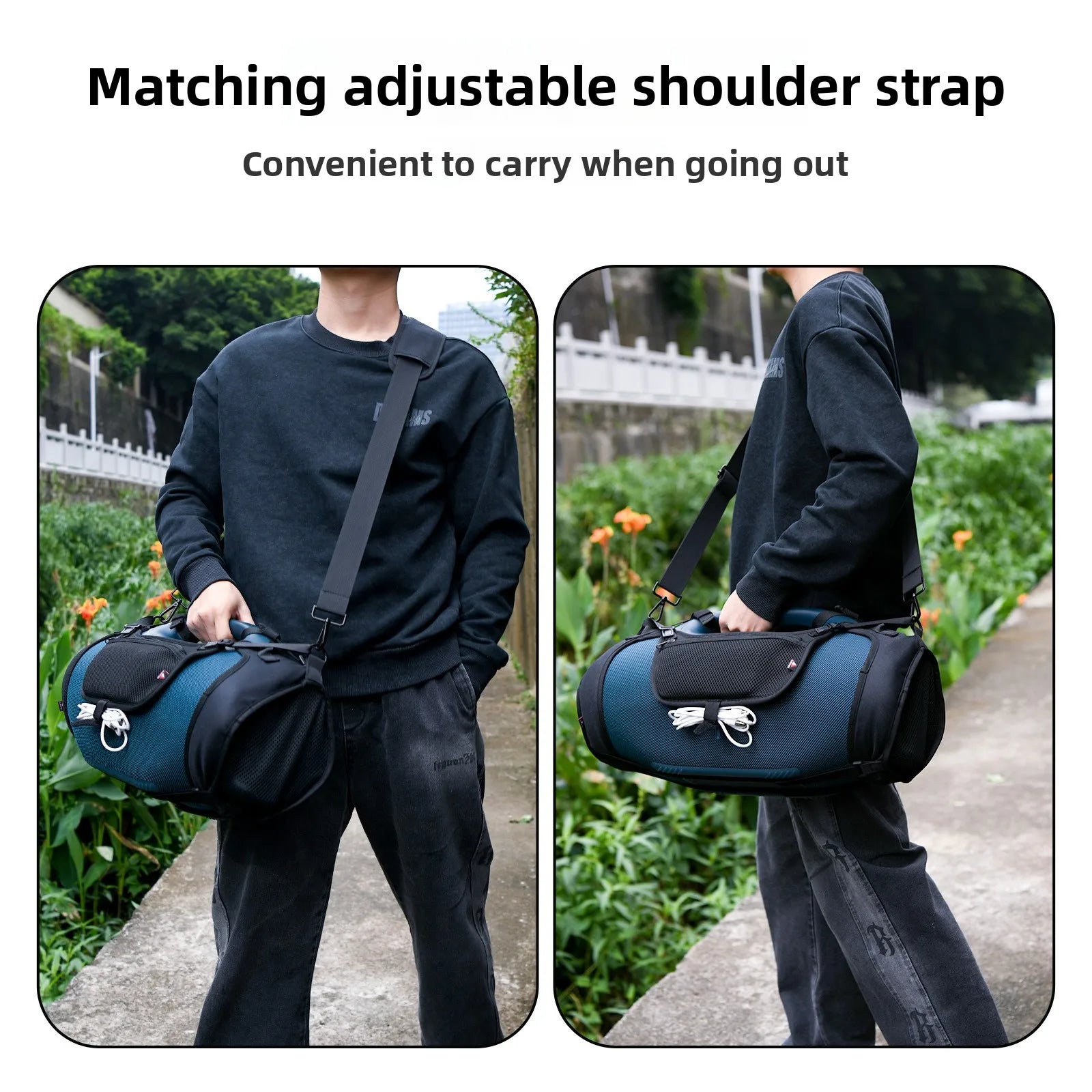 Travel Carrying Strap for JBL Boombox 4 Waterproof Bluetooth Speaker, Shoulder Strap with Two Side Covers Travel Pouch