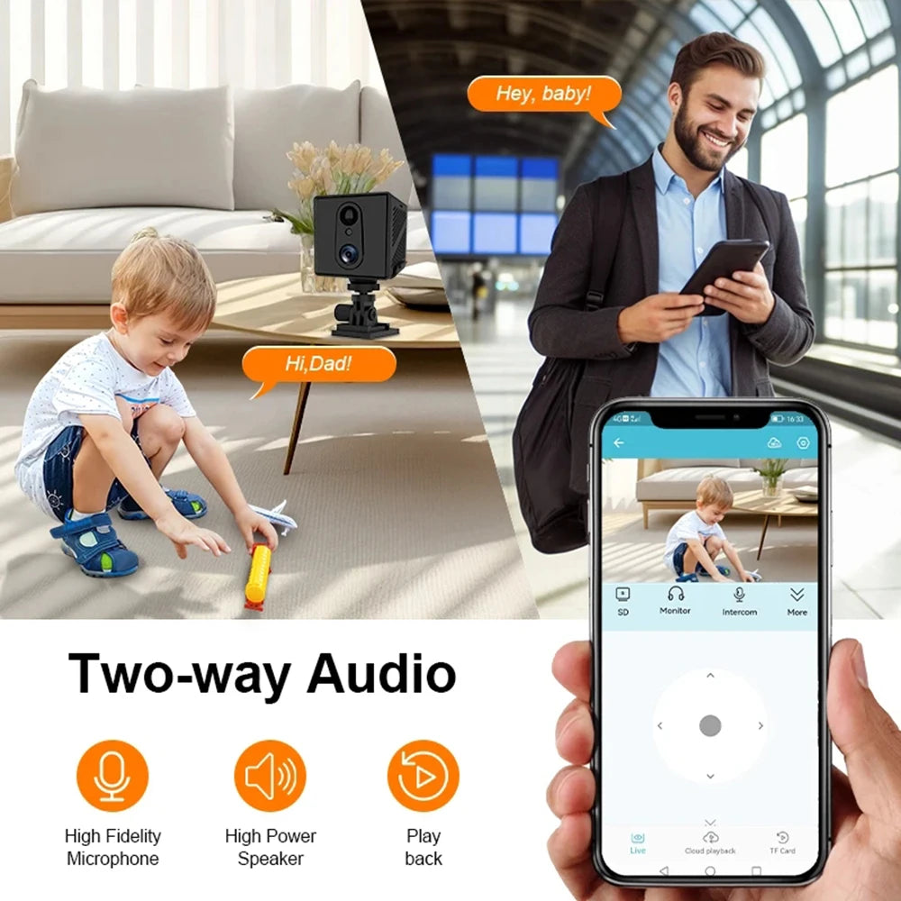 UHD 5MP 4G Sim Card Surveillance Security Mini Camera Rechargeable 3000Mah Low Power Surveillance Camera for Home Indoor