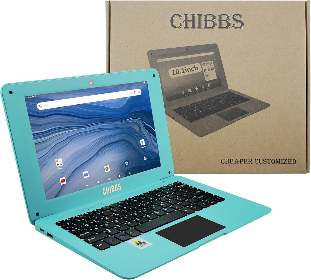 Laptop Computer- 10.1" Inch Kids Laptop Computer Powered by Android 12.0 -Quad Core Processor- 2+64Gb Rom-Camera- Bluetooth- 2*USB- Wifi- Blue