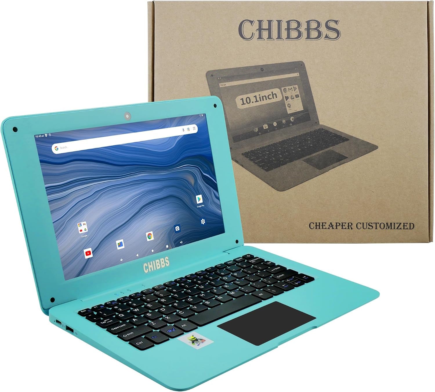Laptop Computer- 10.1" Inch Kids Laptop Computer Powered by Android 12.0 -Quad Core Processor- 2+64Gb Rom-Camera- Bluetooth- 2*USB- Wifi- Blue