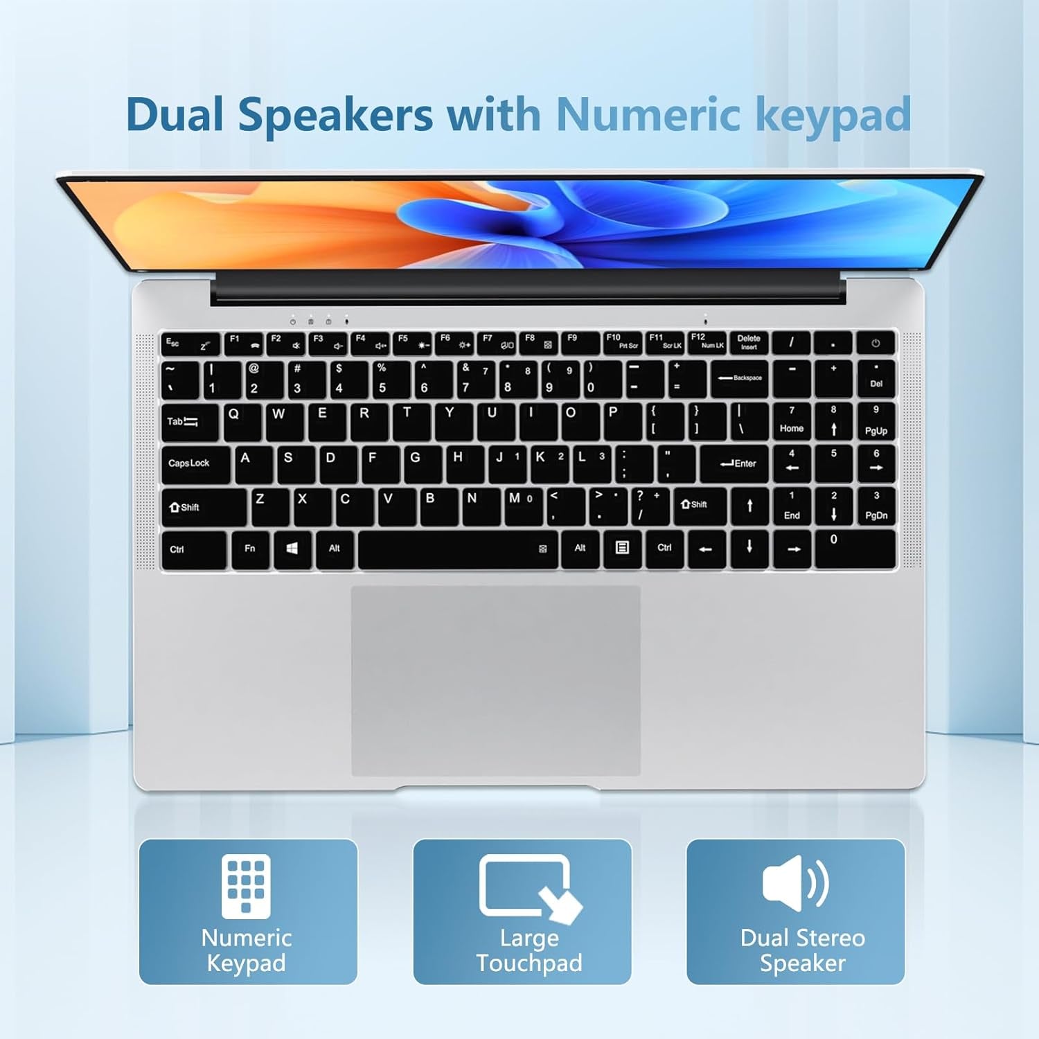 Laptop, 15.6’’ Laptop Computer with Celeron Processor N4000, 2Cores 2Threads, 8GB RAM DDR4 256GB SSD Laptops, UHD Graphics 600, Lap Top 180°Hinge, FHD 1920 * 1080, Wifi 5, BT 4.2, 12V/2A