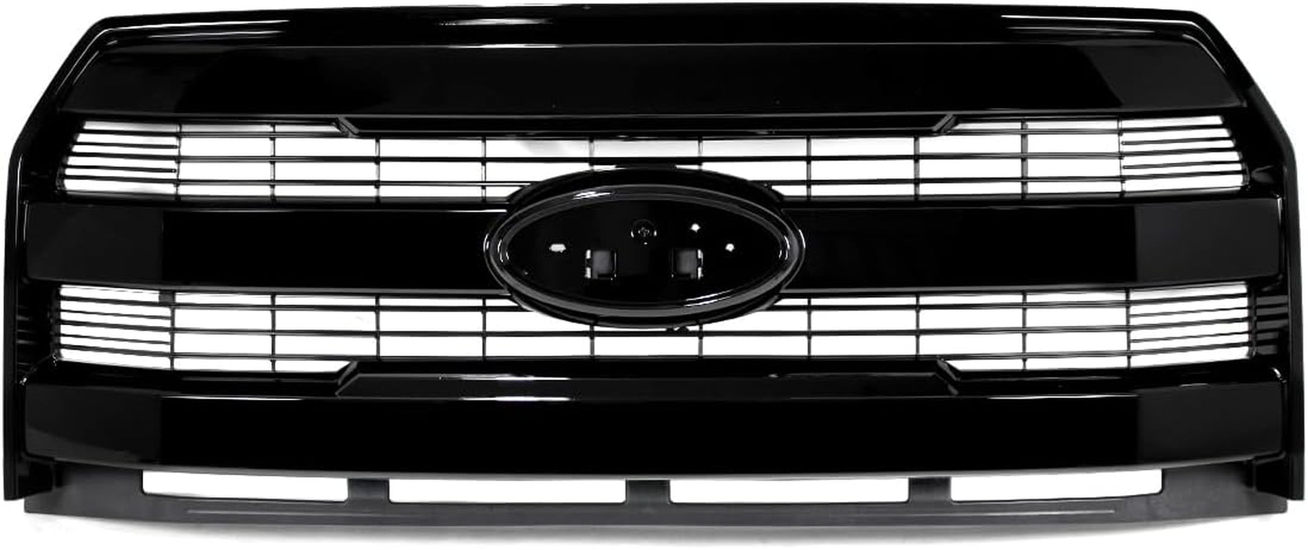 Shadow Black Front Grill Assembly Compatible with 2015-2017 Ford F150 Lariat Style Upper Grille W/O Camera Hole Replace for FL3Z8201GA