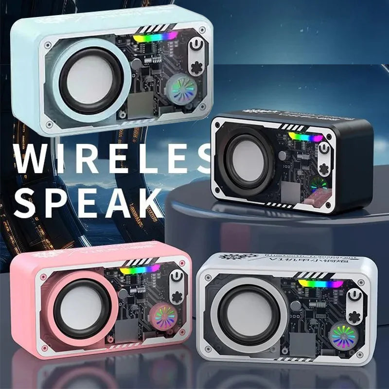 Transparent Mecha V1 Wireless Bluetooth Speaker Sound Light Rhythm Subwoofer TWS Stereo Cyberpunk Music Center Hands-Free Call