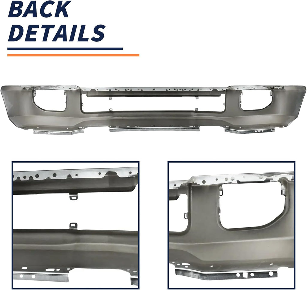 Front Bumper Fit for 2020-2022 Ford F250 F350 Super Duty,With Fog Lamp Hole,Chrome Steel,Front Bumper Impact Face Bar Replace for FO1002450