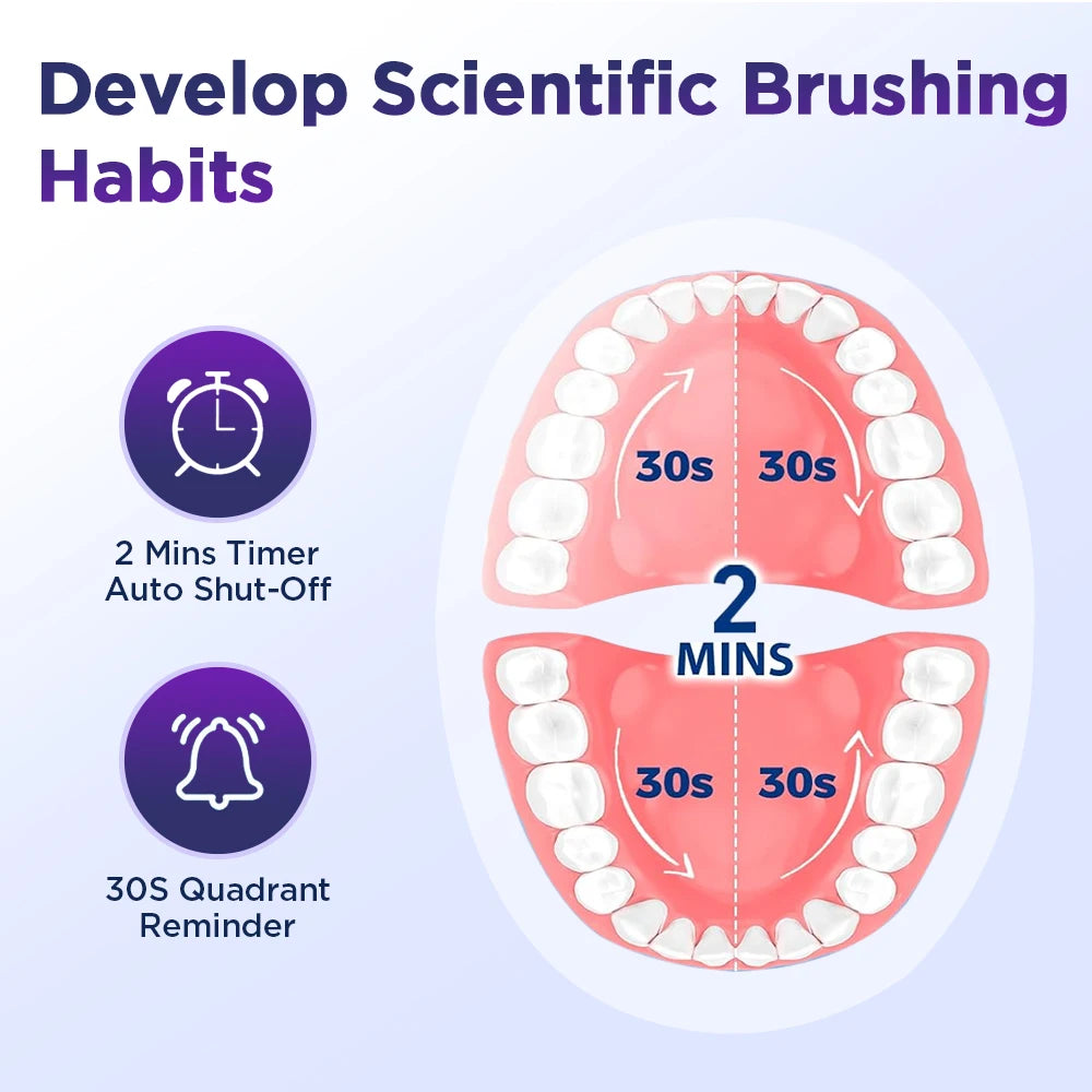 Smart Timer Rotating Electric Toothbrush, 5 Modes Teeth Cleaning Setting , Electric Teethbrush with 4 Teethbrush round Heads