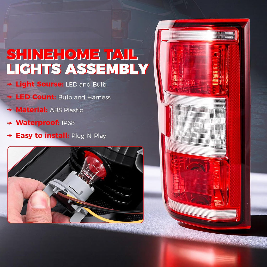 F50 Tail Lights Assembly Compatible with 208 209 2020 Ford F50 Left Driver Side Taillight Brake Lamps Bulb and Harness Replace JL3Z3405H