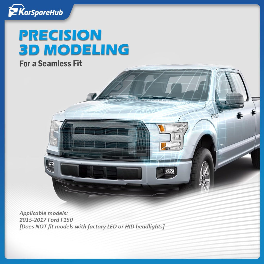 Headlights Assembly W/Bulbs for 2015 2016 2017 Ford F150, Headlamp for 2015-2017 Ford F150 Replacement Driver & Passenger