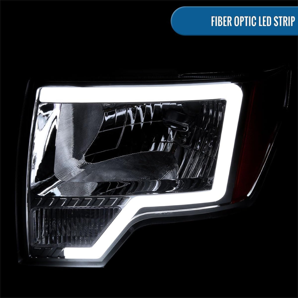- Fits 2009-2014 Ford F150 LED Tube Headlights Replacement Assembly Pair | Chrome