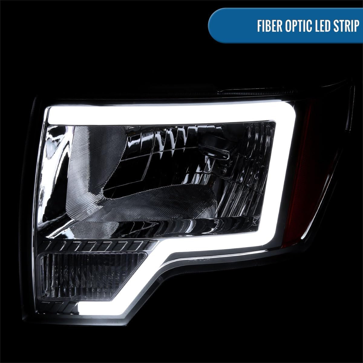 - Fits 2009-2014 Ford F150 LED Tube Headlights Replacement Assembly Pair | Chrome