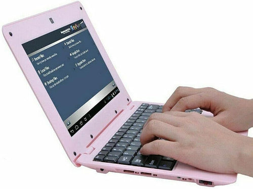 10.1" Inch Kids Netbook Laptop, Powered by Android 6.0, Quad Core Processor, 1Gb Ram, 8Gb Storage, Bluetooth, Wifi, + Customized Laptop Bag,-Pink
