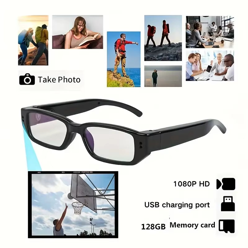 Portable 1080P HD Mini Glasses with Camera Video Recorder Wearable Glasses Camera Outdoor Sports DV DVR Surveillance Camcorder