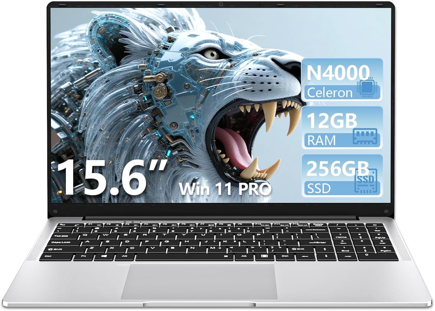 Laptop, 15.6’’ Laptop Computer with Celeron Processor N4000, 2Cores 2Threads, 8GB RAM DDR4 256GB SSD Laptops, UHD Graphics 600, Lap Top 180°Hinge, FHD 1920 * 1080, Wifi 5, BT 4.2, 12V/2A