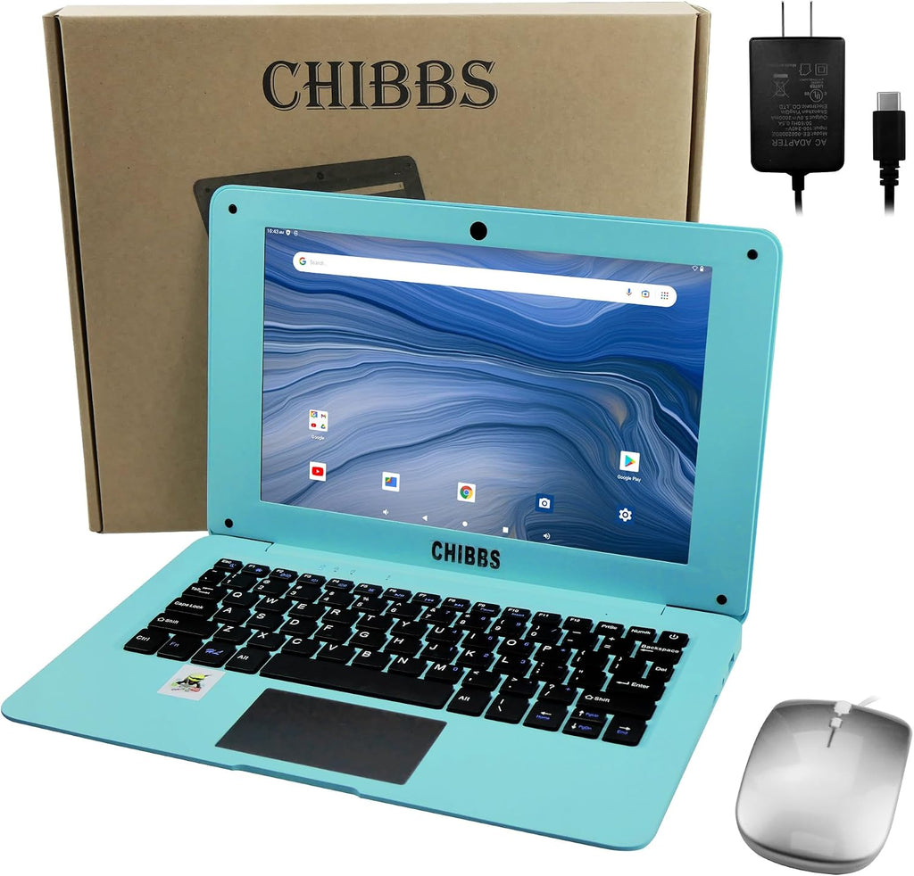 Laptop Computer- 10.1" Inch Kids Laptop Computer Powered by Android 12.0 -Quad Core Processor- 2+64Gb Rom-Camera- Bluetooth- 2*USB- Wifi- Blue