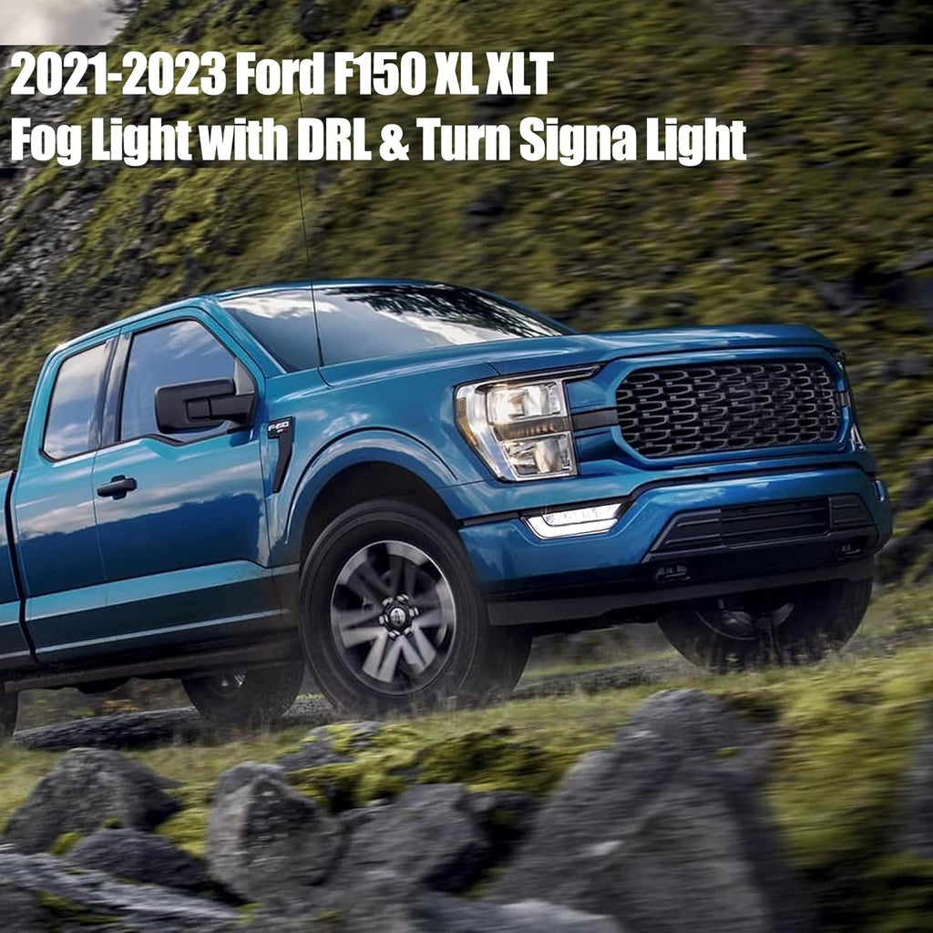 LED Fog Light W/Running Turn Signal Compatible for 2021 2022 2023 Ford F150 XLT Fog Light Set Full Led Light Bumper Fog Lamps Assembly