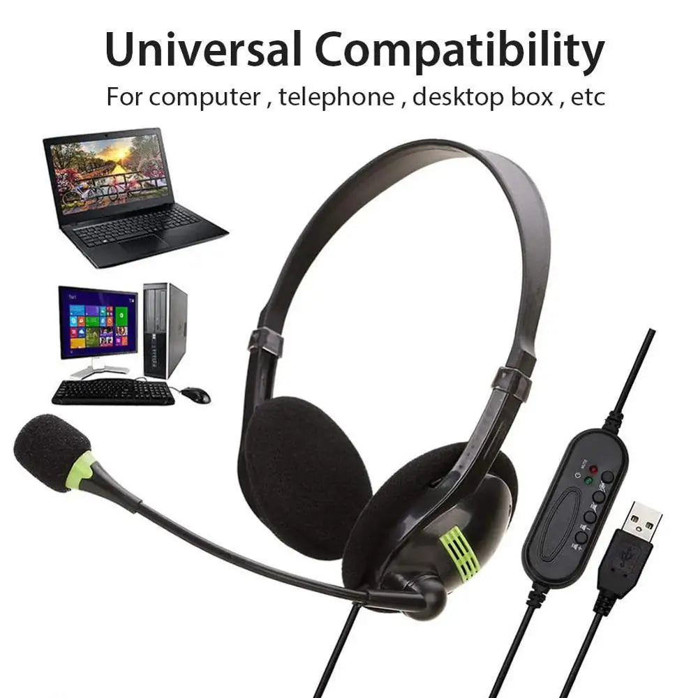 3.5Mm Wired Headphones Microphone Universal USB Headset with Microphone for PC /Laptop/Computer