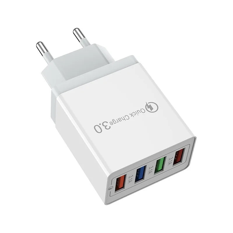 Fast 4 USB Charger Quick Charge 3.0 Fast USB Wall Charger Portable Mobile Charger QC 3.0 Adapter for Mobile Phone EU US Plug
