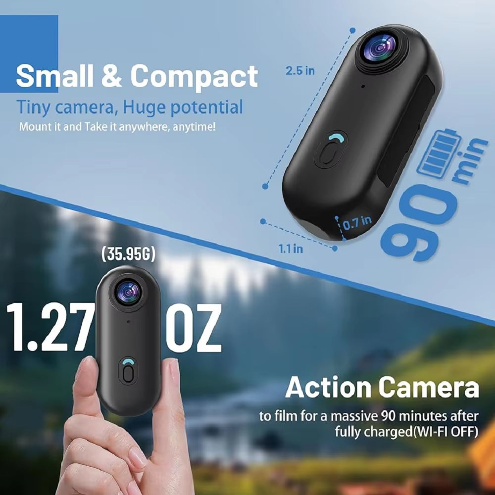 POV 4K Magnetic Body Cam Small Wireless Action Camera Magsafe Vlogging Recorder Youtube Sports Ultra Portable Smart Pro Camera
